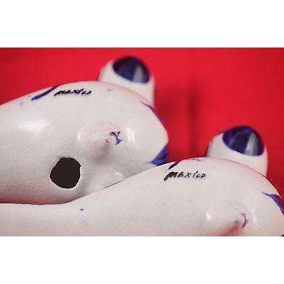 Vintage Mexican Ceramic Birds (set of 2) Hand Painted, Hand Made.