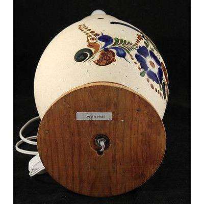 Mexican Parrot Lamp Hand Painted Tonala Mexico Initialed