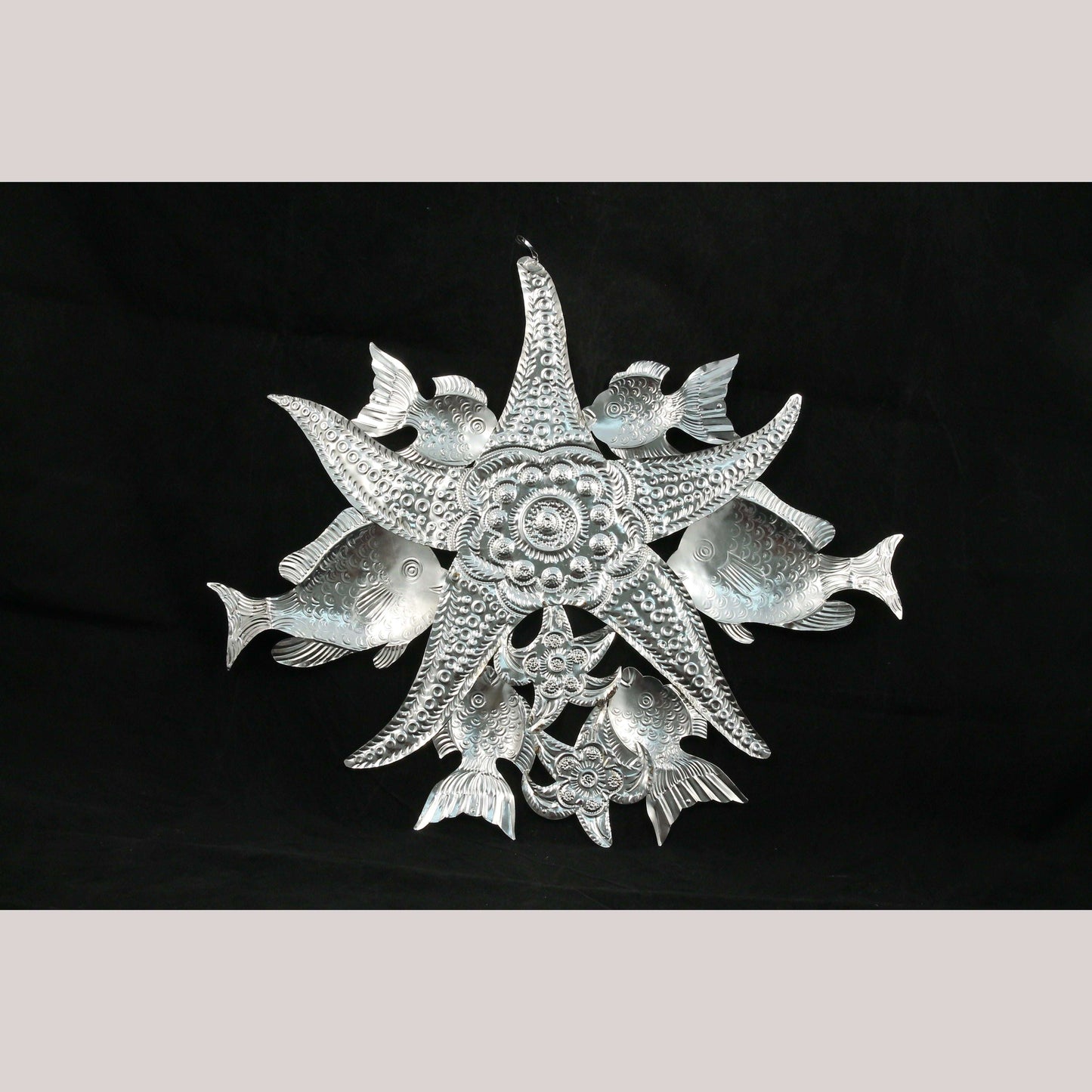 Lg Tin Hanging Starfish Shaped Hand Forged Mexico Folk Art Décor Collectible