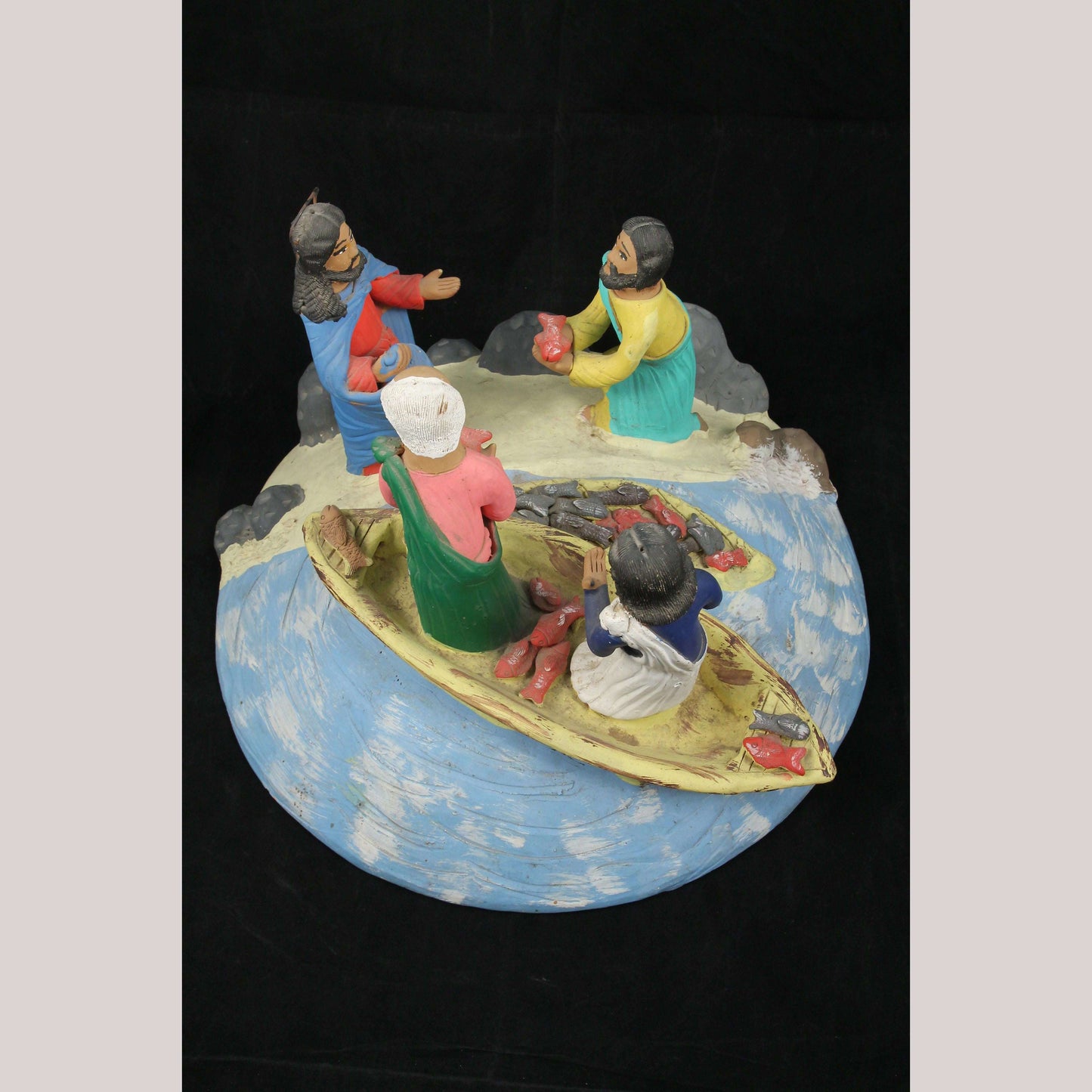 Vintage X-Large Ceramic Diorama Mexican Folk Art Conception Aguilar Collectible