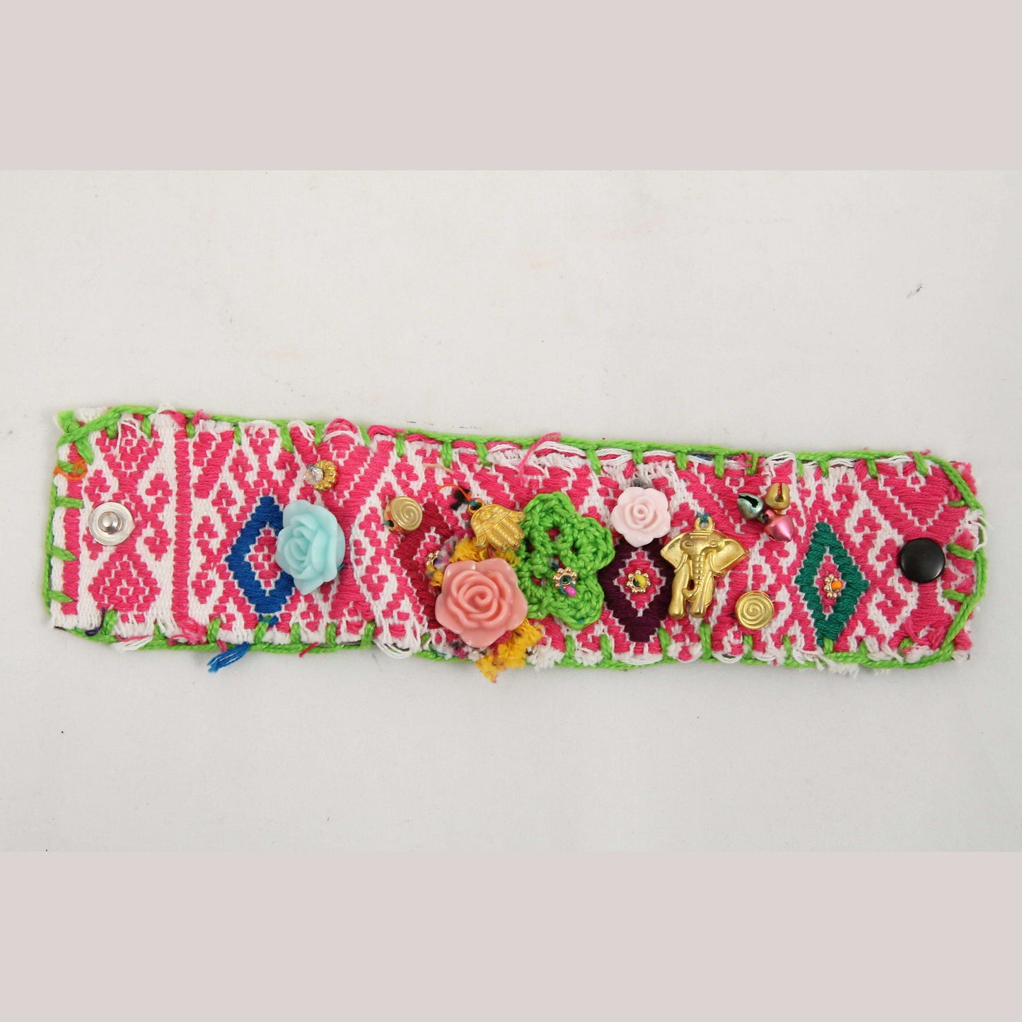 Mexican Bracelet Folk Art Bohemian/Hippie Costume Jewelry Charms Faux Leather #4