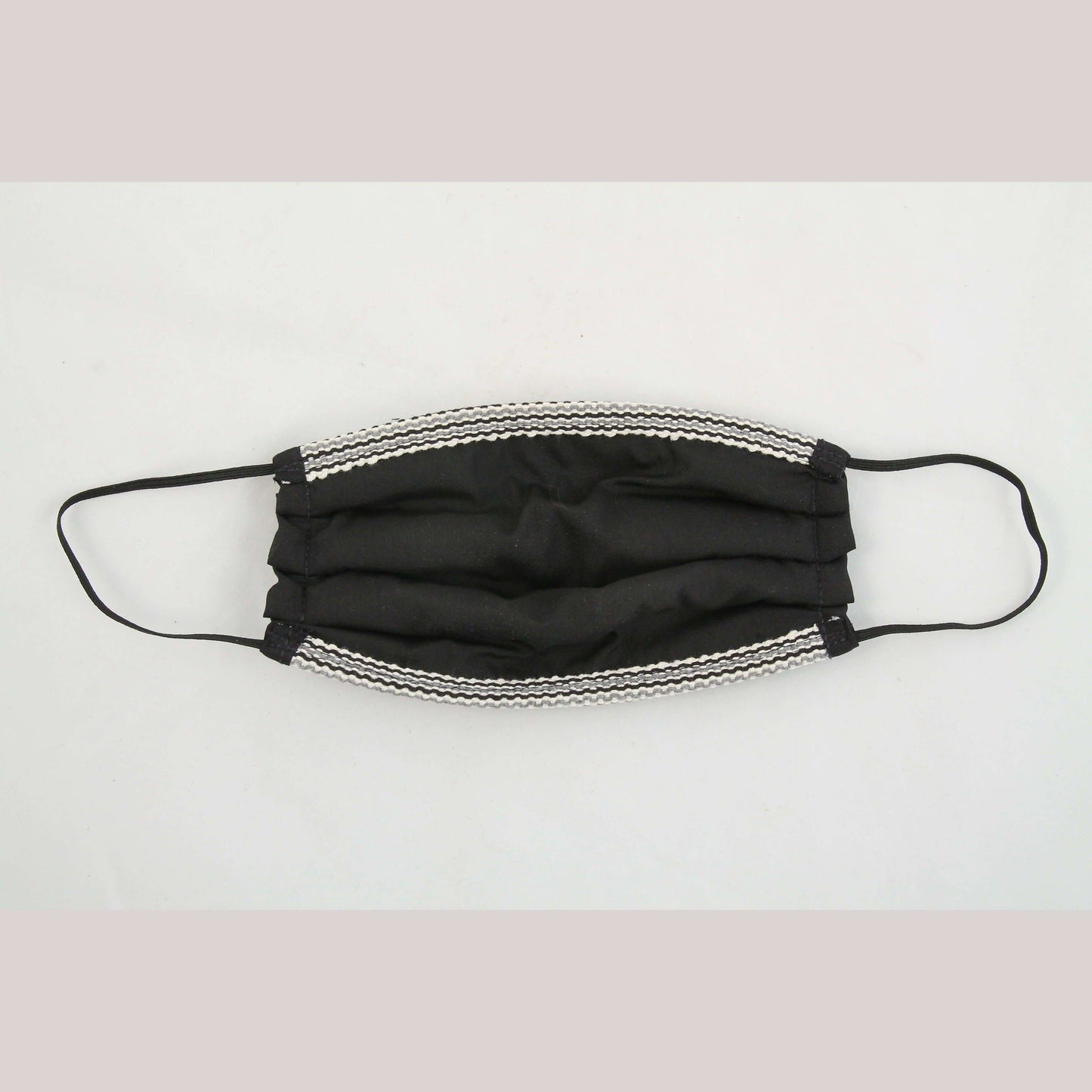 Mexican Cloth Face Mask Hand Embroidered Oaxaca Double Layered Reusable Blk/Wht
