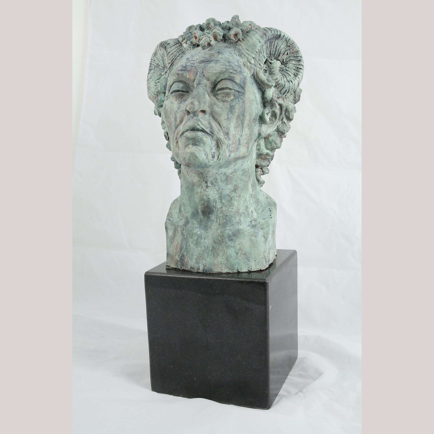 X-Lg Ceramic Sculpture/Bust Satyr Mexico Fine Art D. Serrano Signed