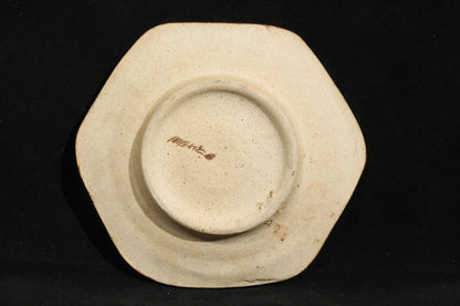 Mexican Raised Ceramic Hanging Small Plate Quail Blue/Flower