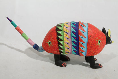 Wood Alebrije/Armadillo Vitoriano Ramirez Mex Folk Art Hand Painted Oaxaca