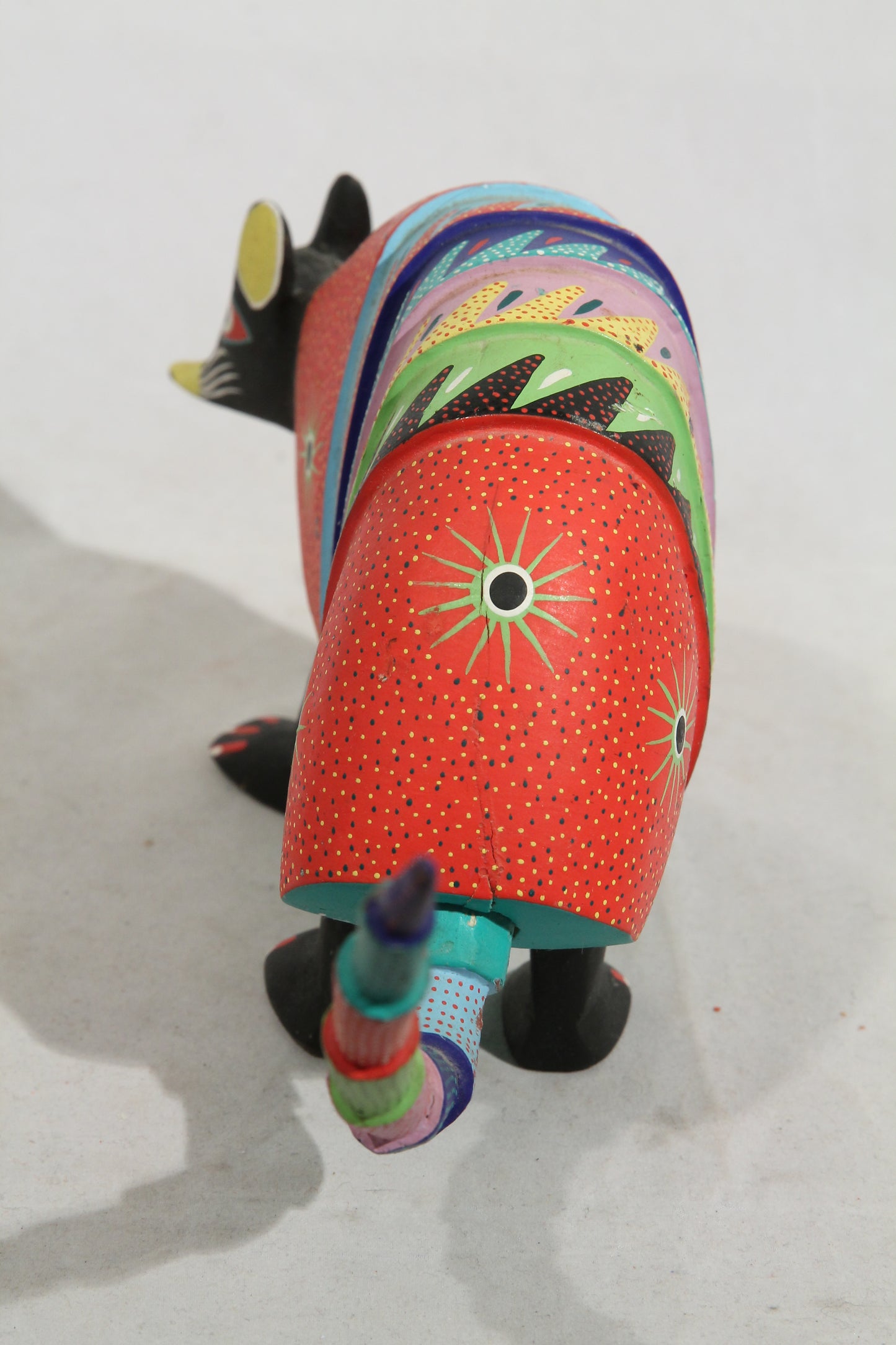 Wood Alebrije/Armadillo Vitoriano Ramirez Mex Folk Art Hand Painted Oaxaca