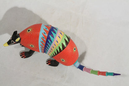 Wood Alebrije/Armadillo Vitoriano Ramirez Mex Folk Art Hand Painted Oaxaca