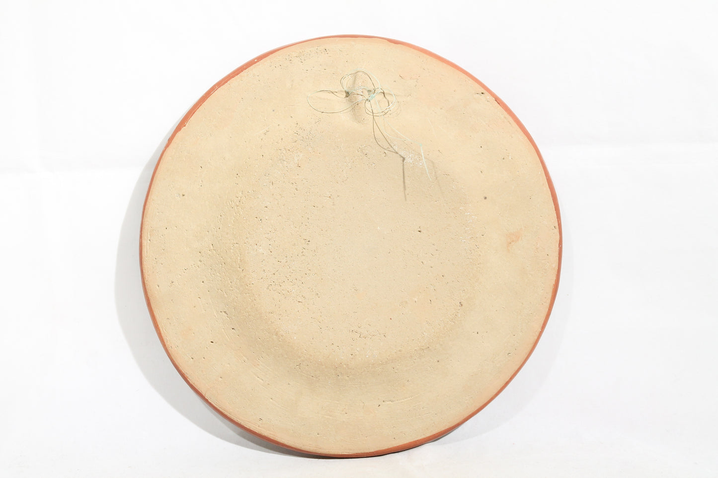 Vintage Ceramic Hanging Plate Hand Painted Mexico Folk Art Burnt Sienna