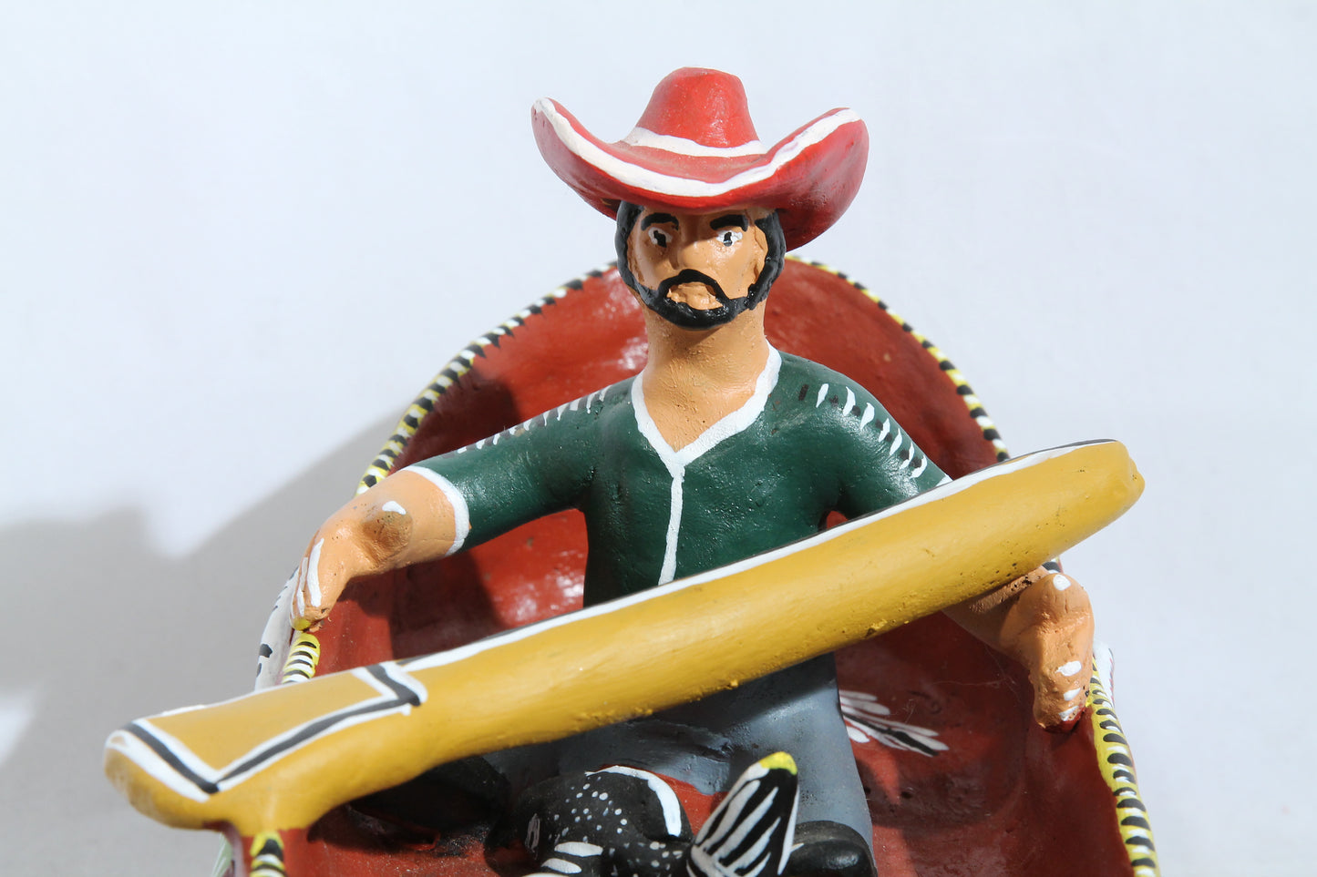Ceramic Boat/Fisherman/Fish Mexico Folk Art Ocumicho Collectible Décor