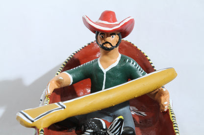 Ceramic Boat/Fisherman/Fish Mexico Folk Art Ocumicho Collectible Décor