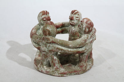 Vintage Mexican Incense/Candle Holder Circle of friends Ceramic/Pottery Folk Art