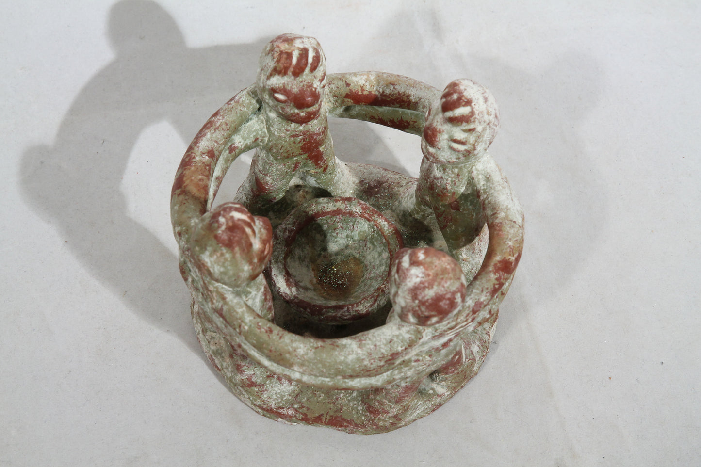 Vintage Mexican Incense/Candle Holder Circle of friends Ceramic/Pottery Folk Art