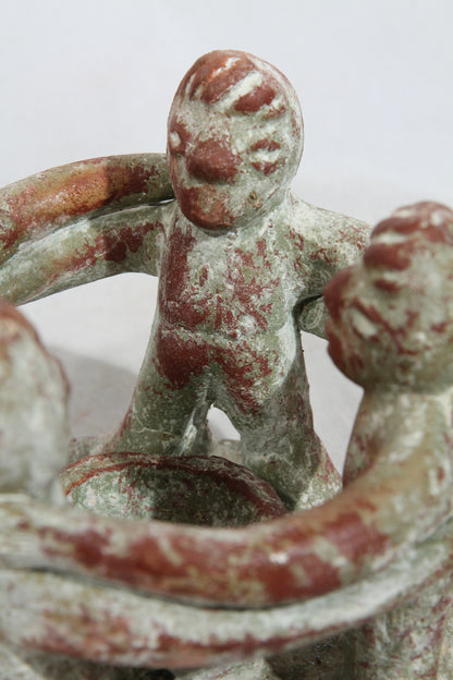 Vintage Mexican Incense/Candle Holder Circle of friends Ceramic/Pottery Folk Art