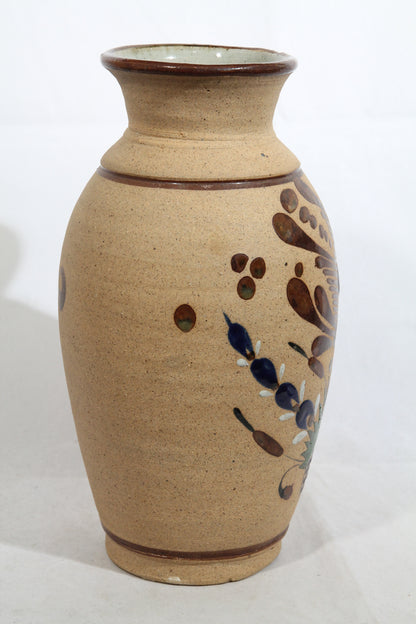 Ceramic Large Vase Mexican Folk Art Initialed Collectible Décor Parrot