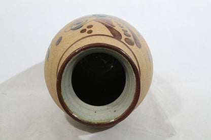 Ceramic Large Vase Mexican Folk Art Initialed Collectible Décor Parrot