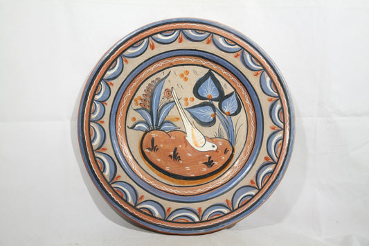 Large Mexican Ceramic Hanging Platter Hand Painted Folk Art White Dove