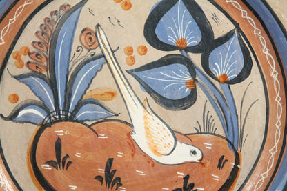Large Mexican Ceramic Hanging Platter Hand Painted Folk Art White Dove