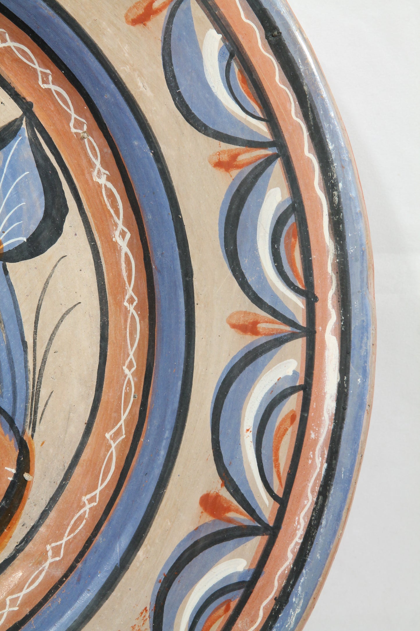 Large Mexican Ceramic Hanging Platter Hand Painted Folk Art White Dove