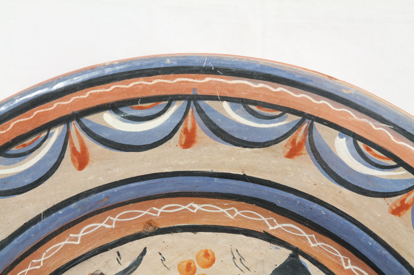 Large Mexican Ceramic Hanging Platter Hand Painted Folk Art White Dove
