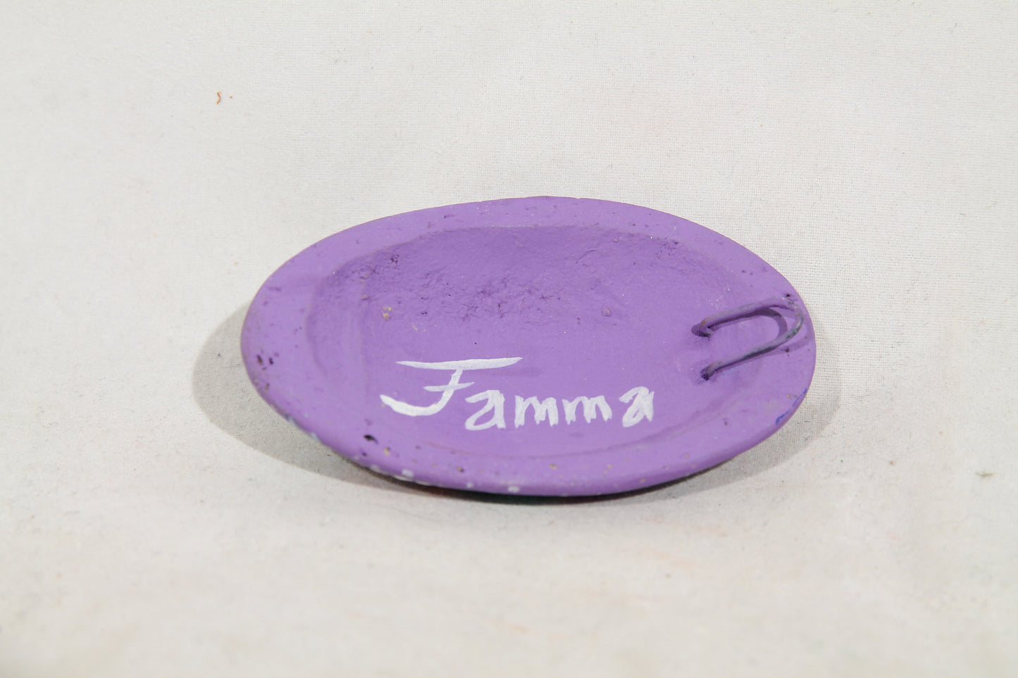 Ceramic Hanging Tiny Purple Mask Heart Stars Mexican Folk Art Macias Family