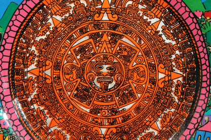 Ceramic Platter, Aztec Calendar and Village Life Scenes