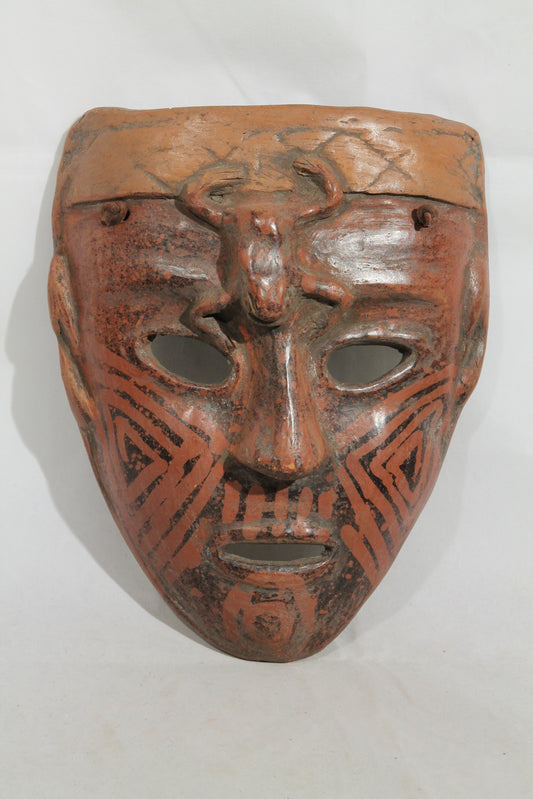 Mexican Ceramic Hanging Mask Folk Art Hand Made w Frog