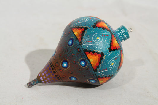 Wood Toy Spinning Top Alebrije Mexico Art Oaxaca Signed Artist L. Hernandez #2