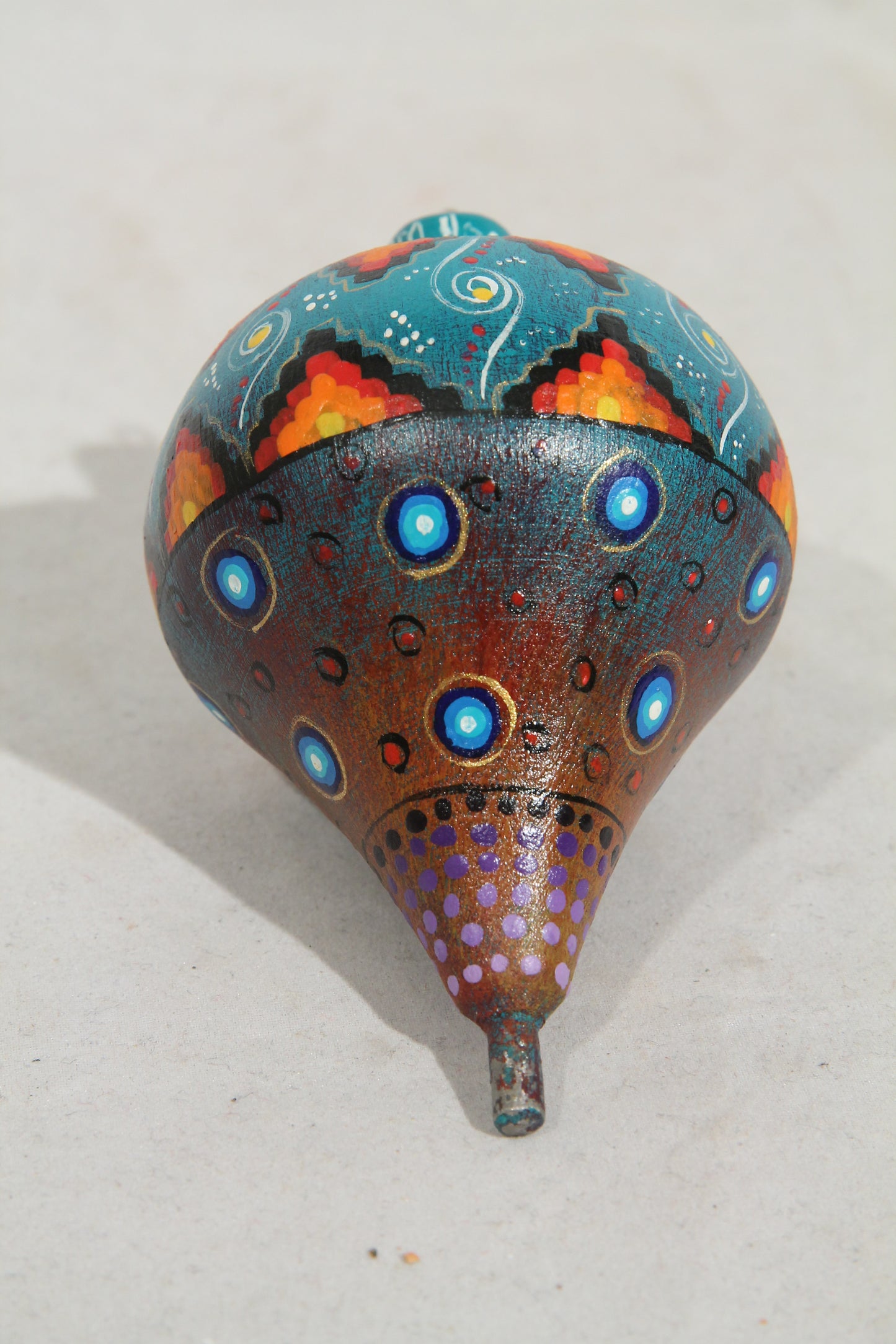 Wood Toy Spinning Top Alebrije Mexico Art Oaxaca Signed Artist L. Hernandez #2