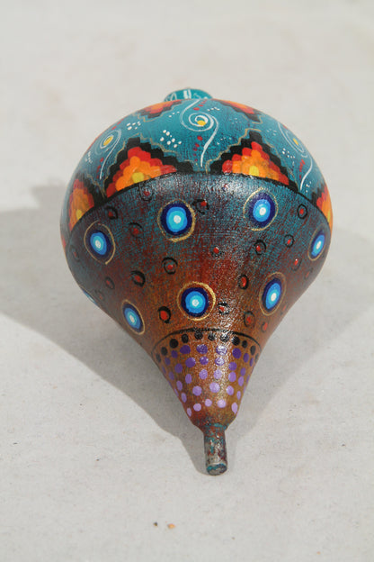 Wood Toy Spinning Top Alebrije Mexico Art Oaxaca Signed Artist L. Hernandez #2