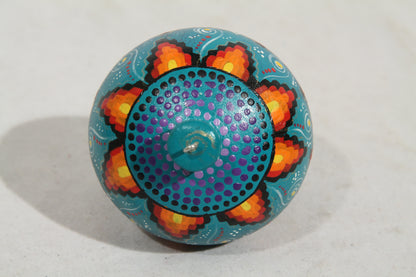 Wood Toy Spinning Top Alebrije Mexico Art Oaxaca Signed Artist L. Hernandez #2