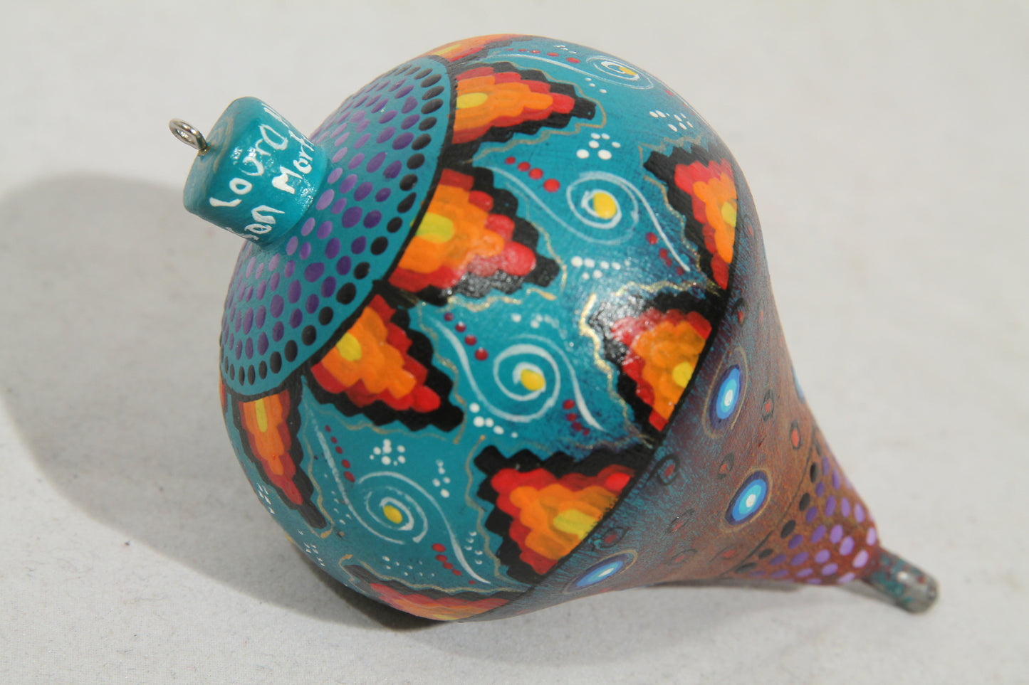 Wood Toy Spinning Top Alebrije Mexico Art Oaxaca Signed Artist L. Hernandez #2
