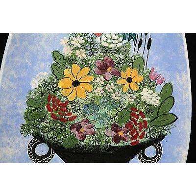 Mid Century Oval Ceramic Platter/Serving Dish Hand Painted Decorative Original