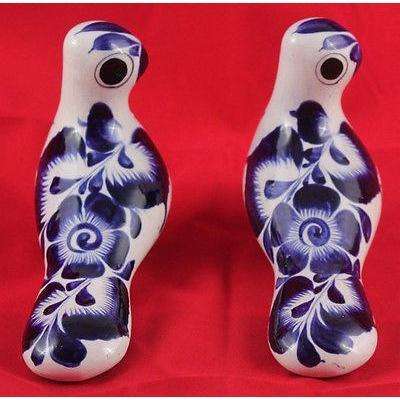 Vintage Mexican Ceramic Birds (set of 2)  Hand Painted, Hand Made.