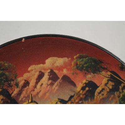 Antique Peruvian/Central America Ceramic Plate Hand Painted/Thrown 2 Women LLama