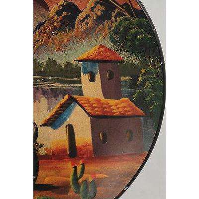 Antique Peruvian/Central America Ceramic Plate Hand Painted/Thrown 2 Women LLama
