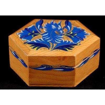 Mexican Wood Trinket Box Beautifully Hand Made, Hand Painted, Rustic, Varnished