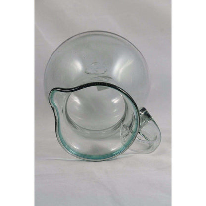 Green Rim Ball Shaped Glass Pitcher Mexico Glassware