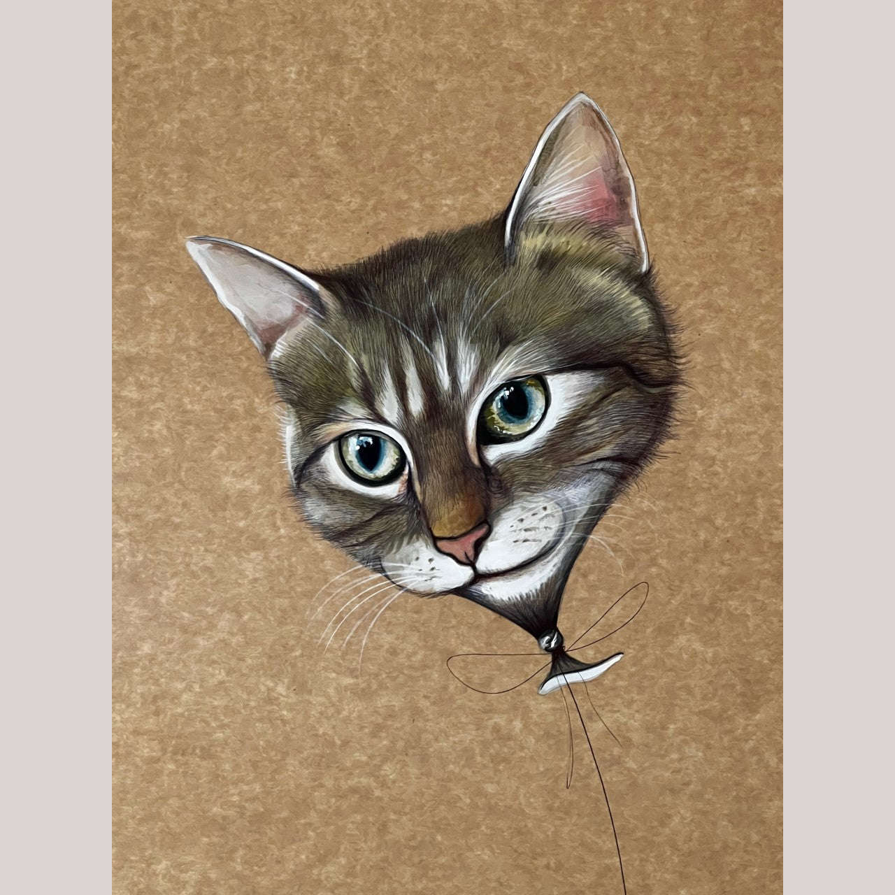 Mexican Fine Art Mixed/Ink Painting/Paper Hermes Diaz Walking The Cat Décor