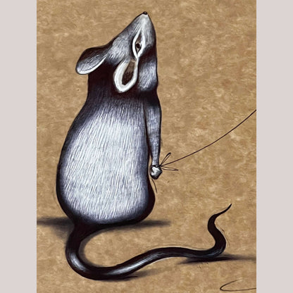 Mexican Fine Art Mixed/Ink Painting/Paper Hermes Diaz Walking The Cat Décor