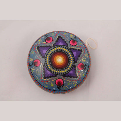 Wood Toy Yoyo Alebrije Mexico Art Oaxaca Signed Artist L. Hernandez Blue/Purple