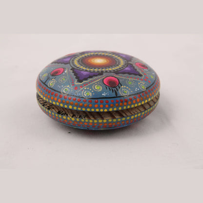 Wood Toy Yoyo Alebrije Mexico Art Oaxaca Signed Artist L. Hernandez Blue/Purple