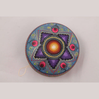 Wood Toy Yoyo Alebrije Mexico Art Oaxaca Signed Artist L. Hernandez Blue/Purple