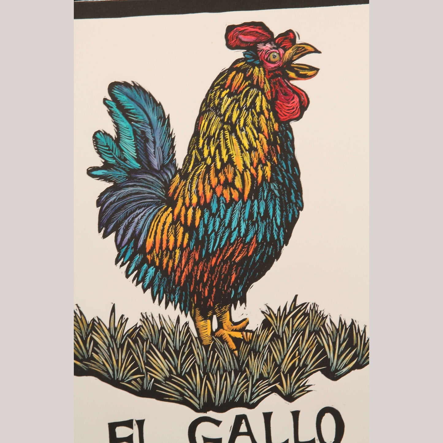 El Gallo/Rooster Lithograph Mexico Fine Art Award Winner F. Robles Sign Loteria