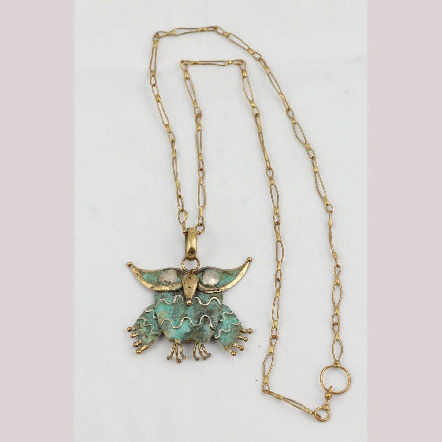 Hand Crafted/Tooled Necklace/Jewelry Mexican Folk Art Bronze Collectible OWL