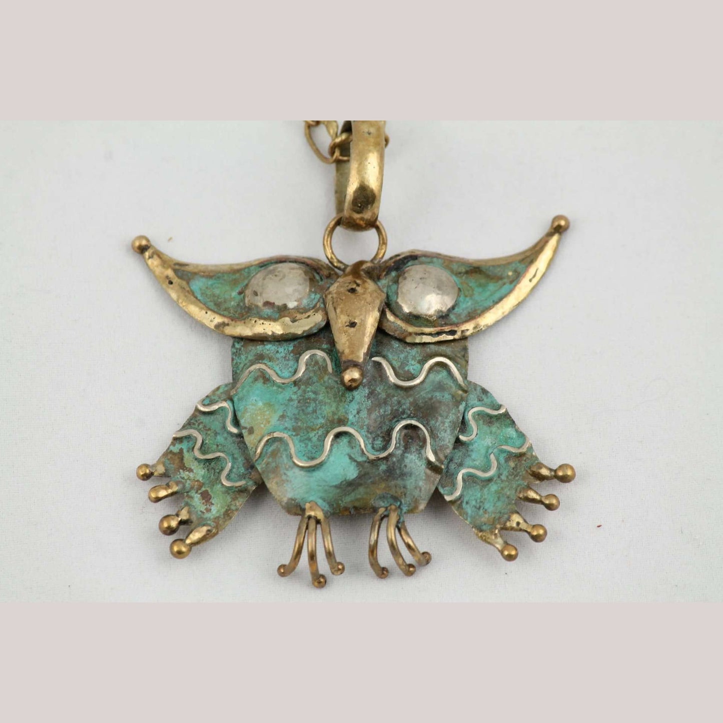 Hand Crafted/Tooled Necklace/Jewelry Mexican Folk Art Bronze Collectible OWL