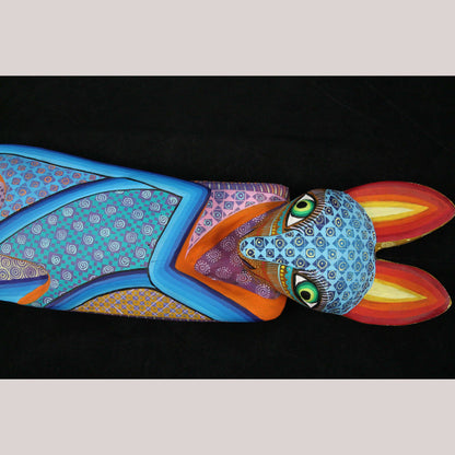Mexican Wood Art Bat Figurine Alebrije Folk Art Oaxaca Collectible Signed Décor
