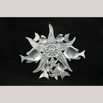 Lg Tin Hanging Starfish Shaped Hand Forged Mexico Folk Art Décor Collectible