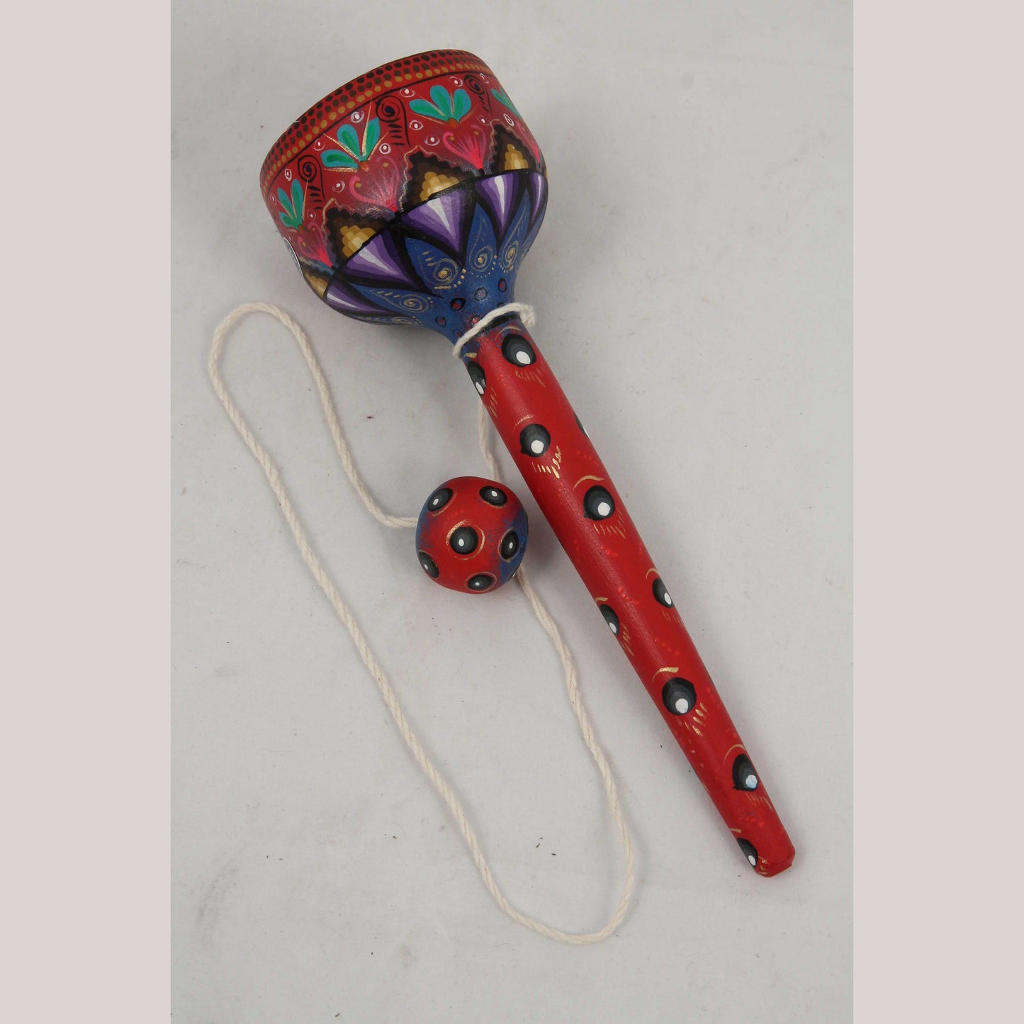 Wood Toy Cup & Ball Alebrije Mexican Folk Art Oaxaca Signed Décor #1