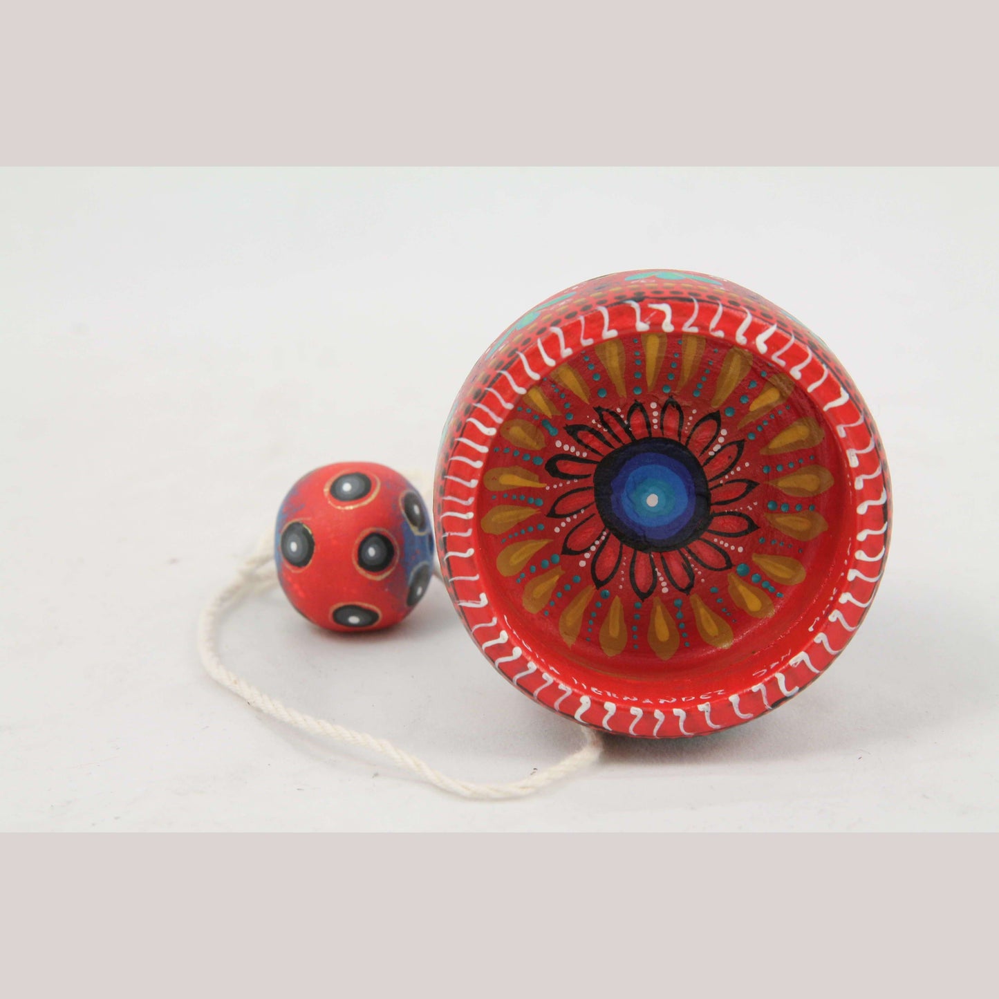 Wood Toy Cup & Ball Alebrije Mexican Folk Art Oaxaca Signed Décor #1