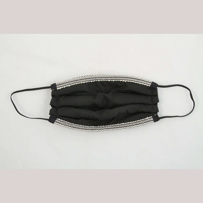 Mexican Cloth Face Mask Hand Embroidered Oaxaca Double Layered Reusable Blk/Wht